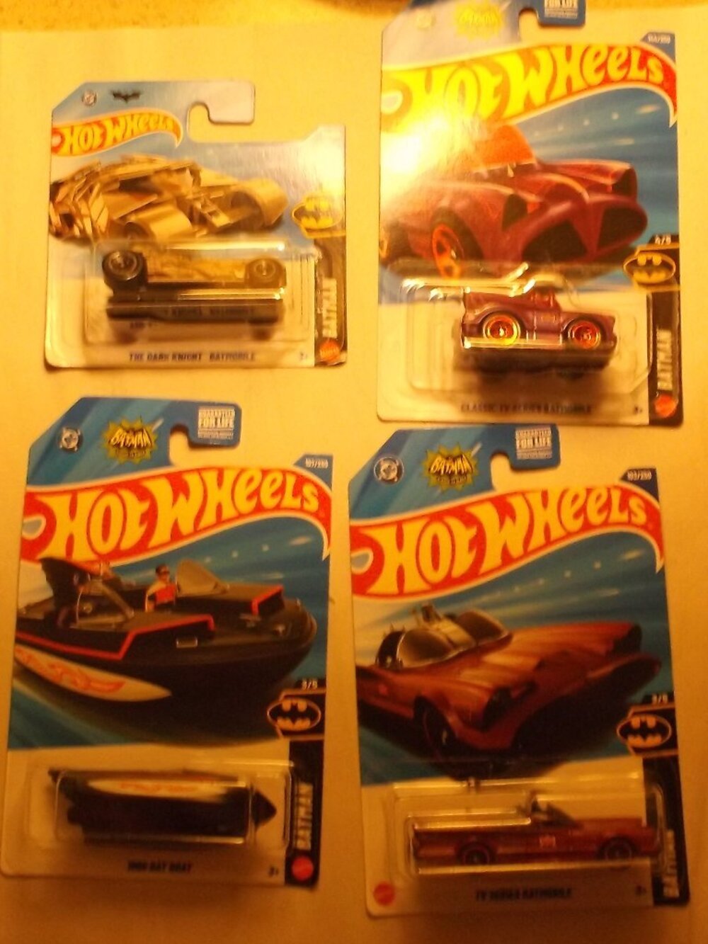 NWT Hot Wheels Batman Vehicles – Batmobile & Batboat 4‑Pack Bundle